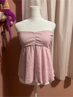 Hollister Light Pink Strapless Ribbed Babydoll Camisole
